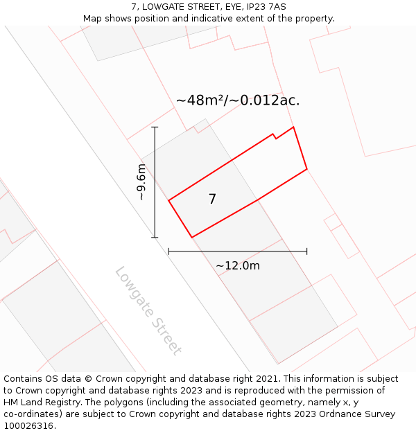 7, LOWGATE STREET, EYE, IP23 7AS: Plot and title map