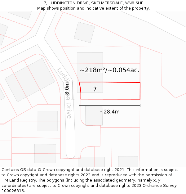 7, LUDDINGTON DRIVE, SKELMERSDALE, WN8 6HF: Plot and title map