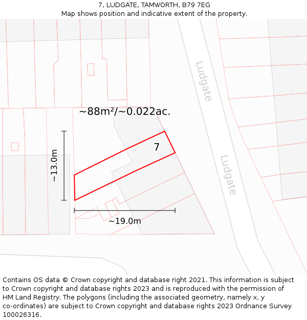 7, LUDGATE, TAMWORTH, B79 7EG: Plot and title map