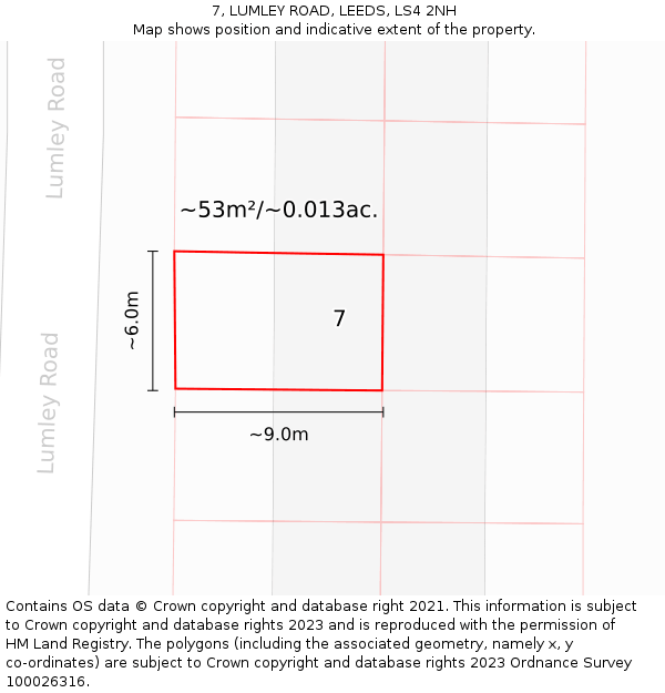 7, LUMLEY ROAD, LEEDS, LS4 2NH: Plot and title map