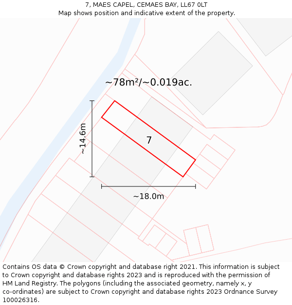 7, MAES CAPEL, CEMAES BAY, LL67 0LT: Plot and title map