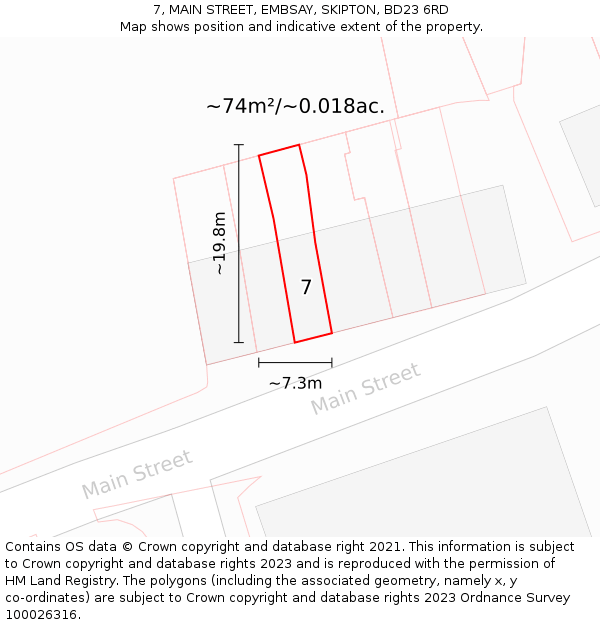 7, MAIN STREET, EMBSAY, SKIPTON, BD23 6RD: Plot and title map