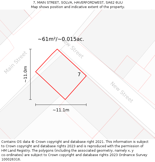 7, MAIN STREET, SOLVA, HAVERFORDWEST, SA62 6UU: Plot and title map