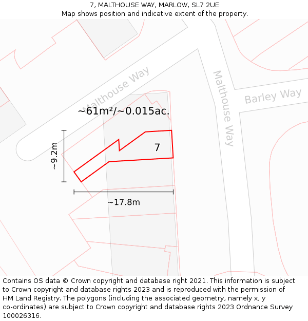 7, MALTHOUSE WAY, MARLOW, SL7 2UE: Plot and title map