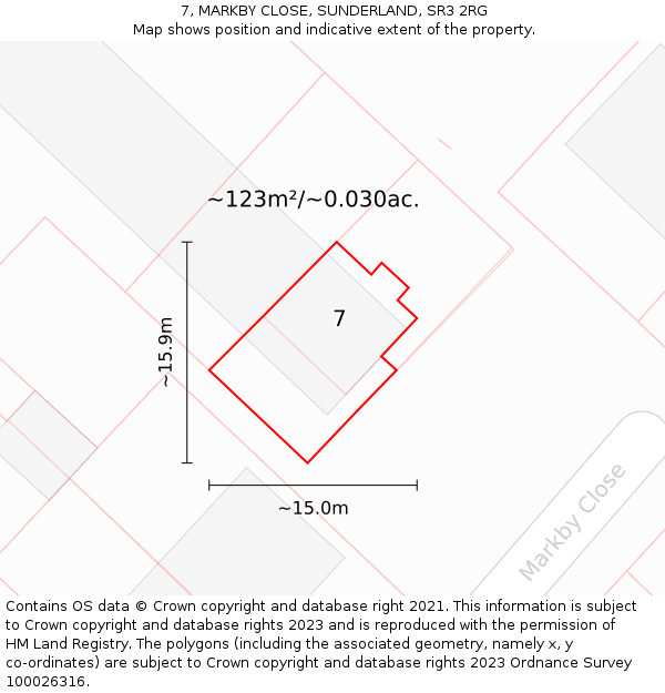 7, MARKBY CLOSE, SUNDERLAND, SR3 2RG: Plot and title map