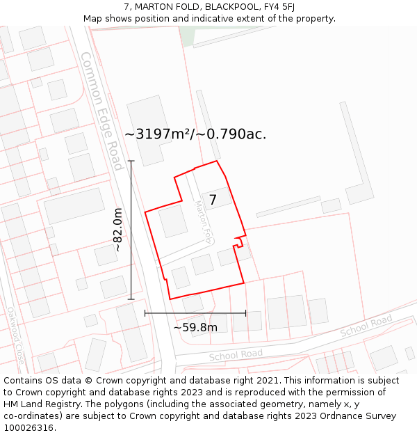 7, MARTON FOLD, BLACKPOOL, FY4 5FJ: Plot and title map