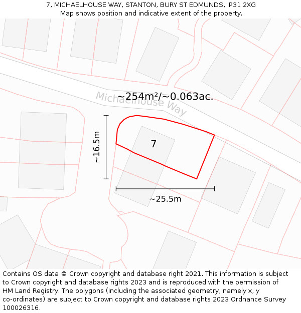 7, MICHAELHOUSE WAY, STANTON, BURY ST EDMUNDS, IP31 2XG: Plot and title map