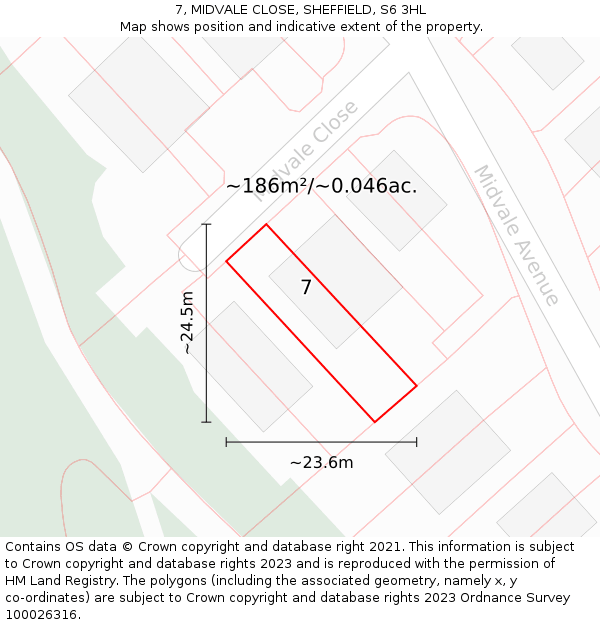 7, MIDVALE CLOSE, SHEFFIELD, S6 3HL: Plot and title map