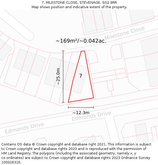 7, MILESTONE CLOSE, STEVENAGE, SG2 9RR: Plot and title map