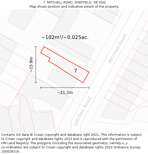 7, MITCHELL ROAD, SHEFFIELD, S8 0GQ: Plot and title map