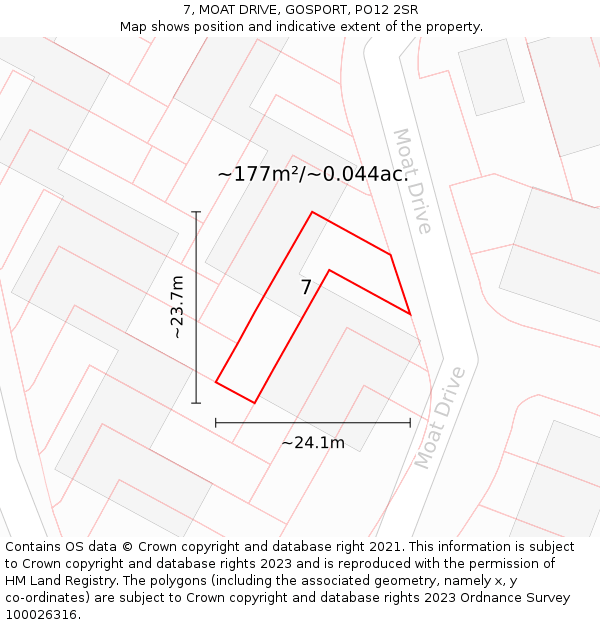 7, MOAT DRIVE, GOSPORT, PO12 2SR: Plot and title map
