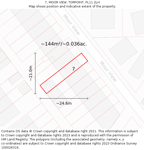 7, MOOR VIEW, TORPOINT, PL11 2LH: Plot and title map