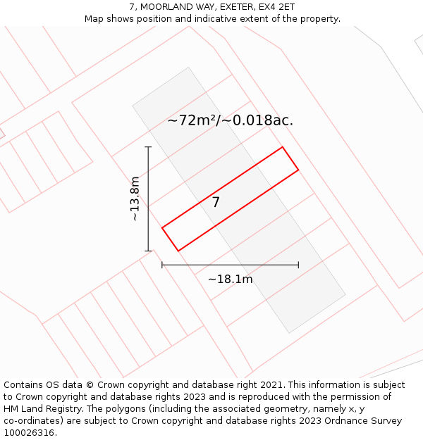 7, MOORLAND WAY, EXETER, EX4 2ET: Plot and title map