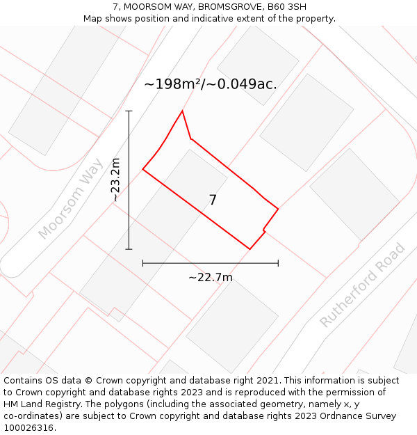 7, MOORSOM WAY, BROMSGROVE, B60 3SH: Plot and title map