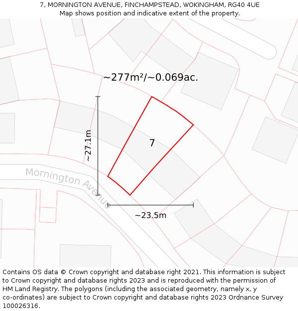 7, MORNINGTON AVENUE, FINCHAMPSTEAD, WOKINGHAM, RG40 4UE: Plot and title map