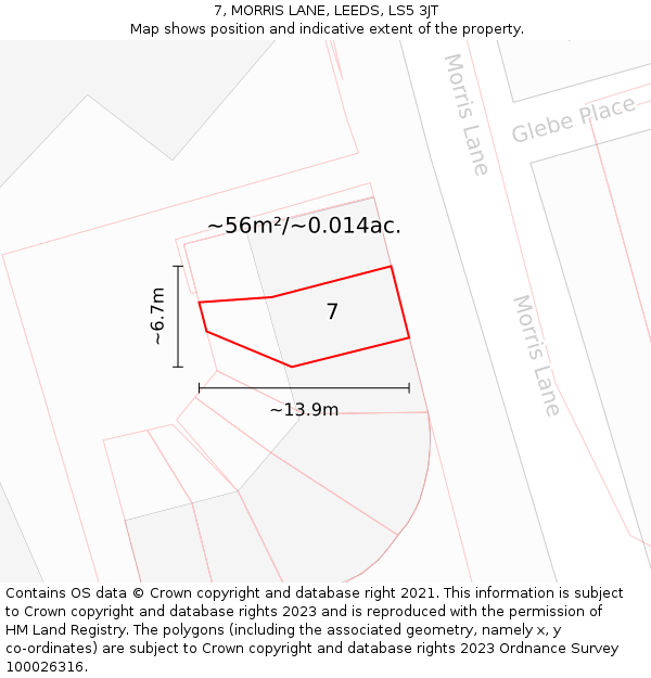 7, MORRIS LANE, LEEDS, LS5 3JT: Plot and title map