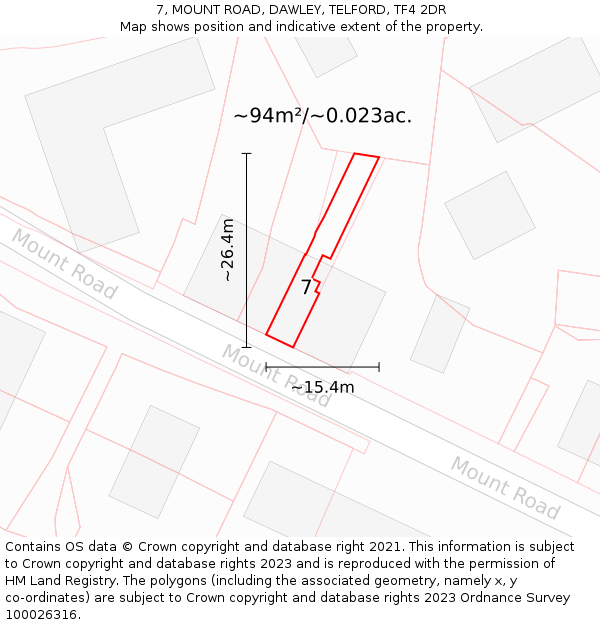 7, MOUNT ROAD, DAWLEY, TELFORD, TF4 2DR: Plot and title map