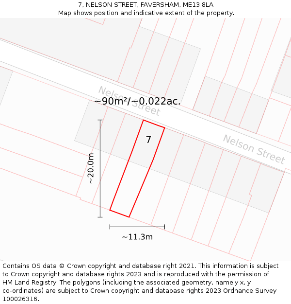 7, NELSON STREET, FAVERSHAM, ME13 8LA: Plot and title map