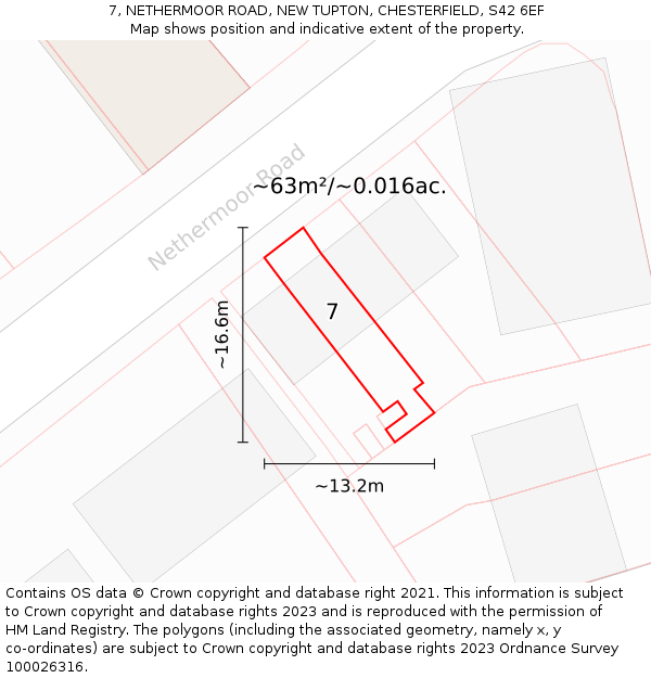 7, NETHERMOOR ROAD, NEW TUPTON, CHESTERFIELD, S42 6EF: Plot and title map