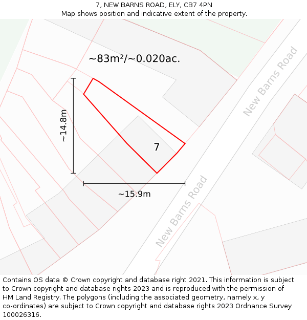 7, NEW BARNS ROAD, ELY, CB7 4PN: Plot and title map