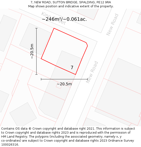 7, NEW ROAD, SUTTON BRIDGE, SPALDING, PE12 9RA: Plot and title map