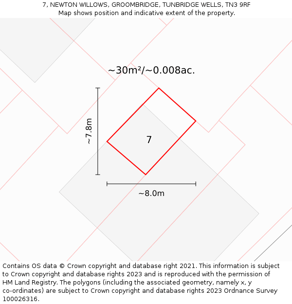 7, NEWTON WILLOWS, GROOMBRIDGE, TUNBRIDGE WELLS, TN3 9RF: Plot and title map