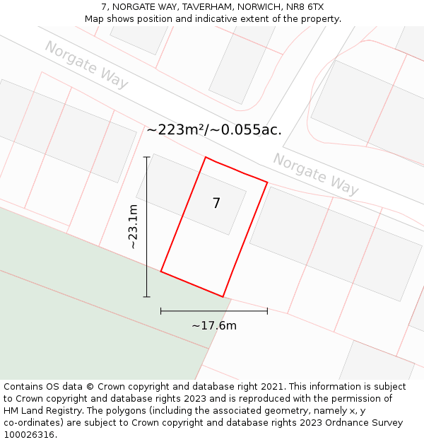 7, NORGATE WAY, TAVERHAM, NORWICH, NR8 6TX: Plot and title map
