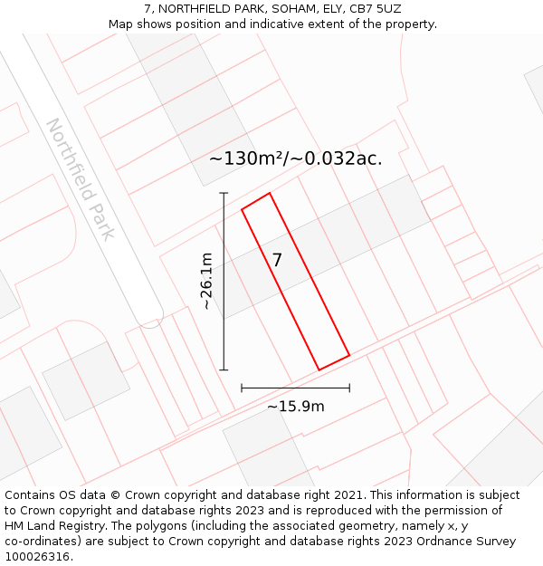 7, NORTHFIELD PARK, SOHAM, ELY, CB7 5UZ: Plot and title map