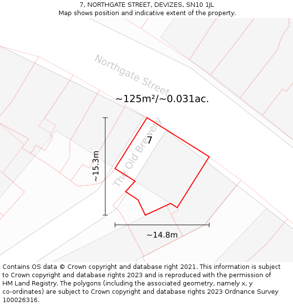 7, NORTHGATE STREET, DEVIZES, SN10 1JL: Plot and title map