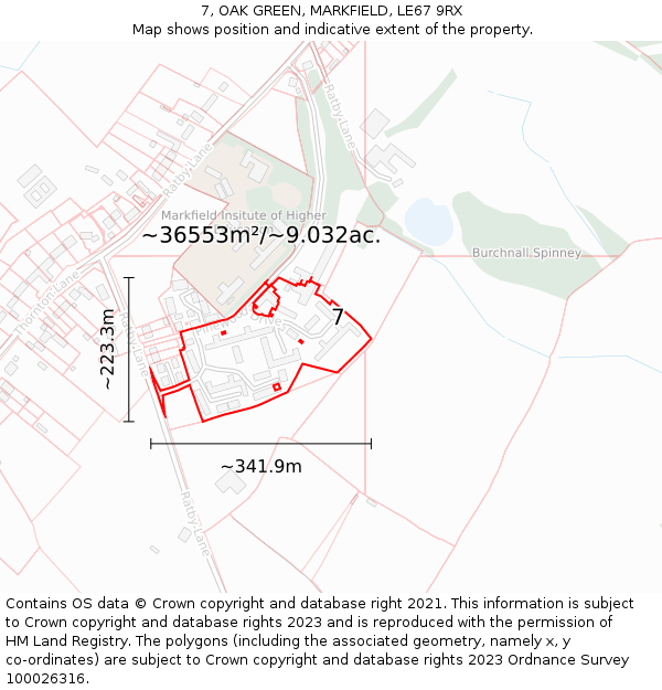 7, OAK GREEN, MARKFIELD, LE67 9RX: Plot and title map