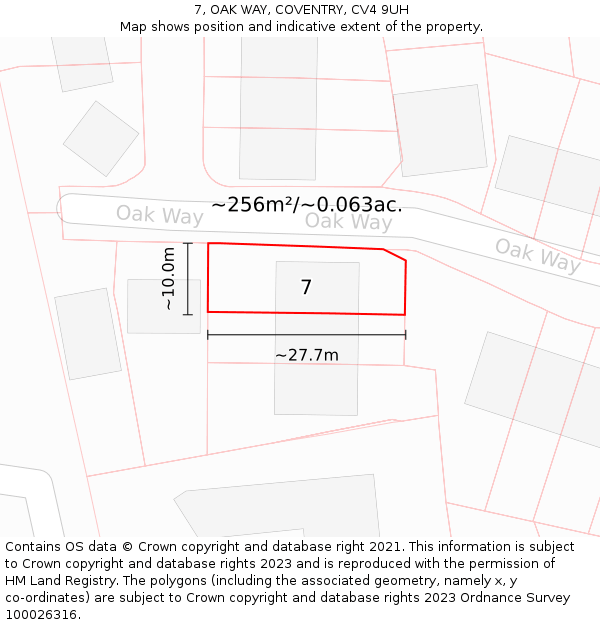 7, OAK WAY, COVENTRY, CV4 9UH: Plot and title map