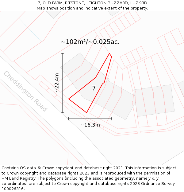 7, OLD FARM, PITSTONE, LEIGHTON BUZZARD, LU7 9RD: Plot and title map