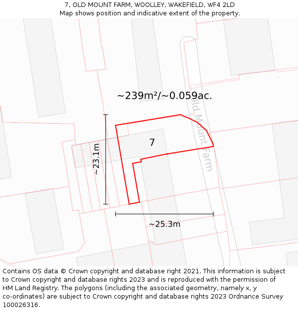 7, OLD MOUNT FARM, WOOLLEY, WAKEFIELD, WF4 2LD: Plot and title map