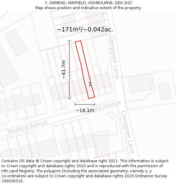 7, OXMEAD, MAYFIELD, ASHBOURNE, DE6 2HZ: Plot and title map