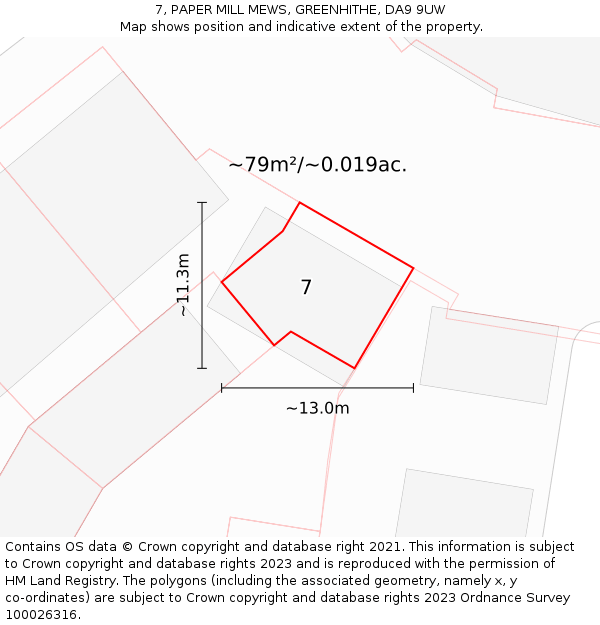 7, PAPER MILL MEWS, GREENHITHE, DA9 9UW: Plot and title map