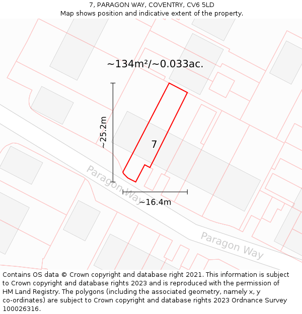 7, PARAGON WAY, COVENTRY, CV6 5LD: Plot and title map