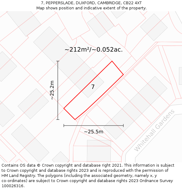 7, PEPPERSLADE, DUXFORD, CAMBRIDGE, CB22 4XT: Plot and title map