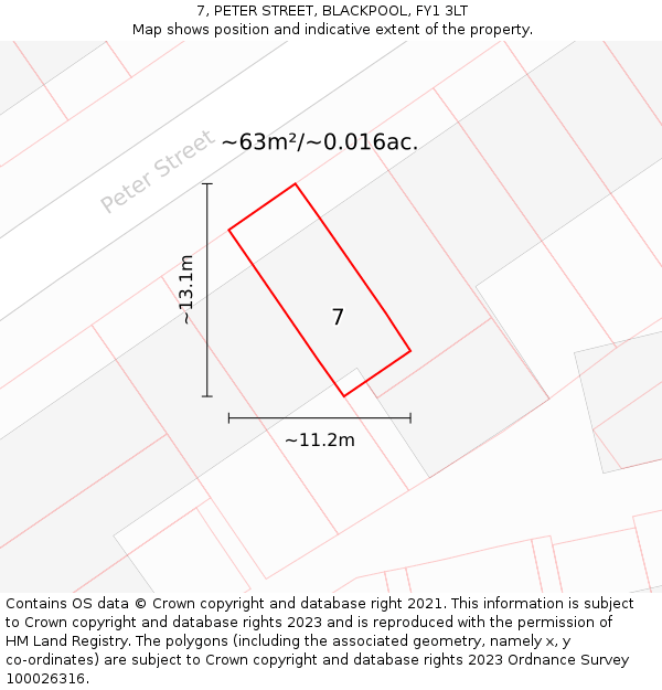 7, PETER STREET, BLACKPOOL, FY1 3LT: Plot and title map