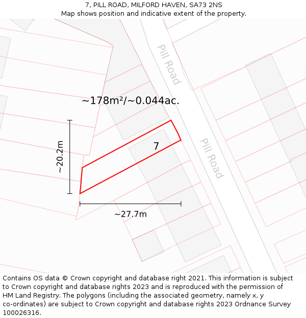 7, PILL ROAD, MILFORD HAVEN, SA73 2NS: Plot and title map