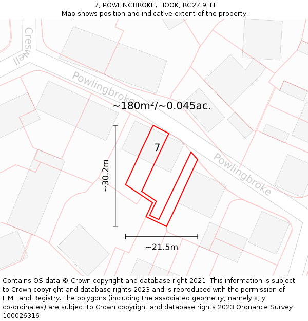 7, POWLINGBROKE, HOOK, RG27 9TH: Plot and title map