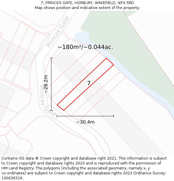 7, PRINCES GATE, HORBURY, WAKEFIELD, WF4 5RD: Plot and title map