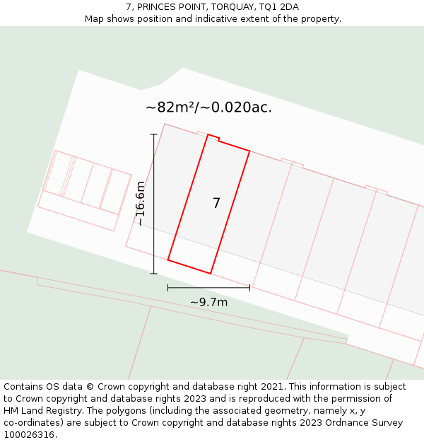 7, PRINCES POINT, TORQUAY, TQ1 2DA: Plot and title map