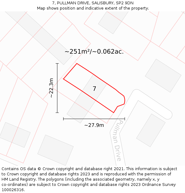 7, PULLMAN DRIVE, SALISBURY, SP2 9DN: Plot and title map