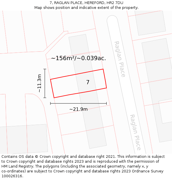 7, RAGLAN PLACE, HEREFORD, HR2 7DU: Plot and title map