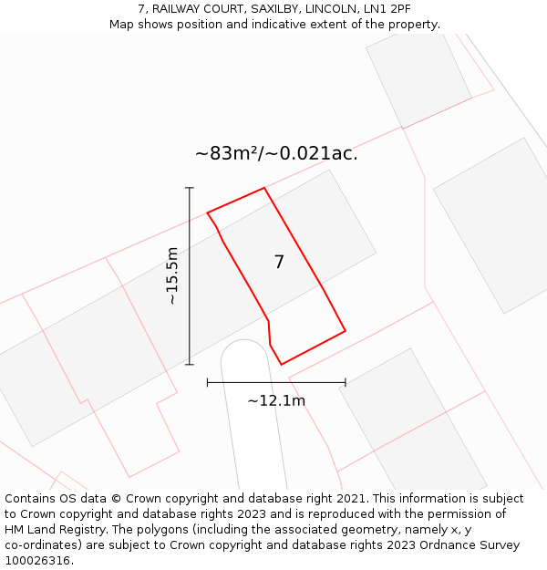 7, RAILWAY COURT, SAXILBY, LINCOLN, LN1 2PF: Plot and title map