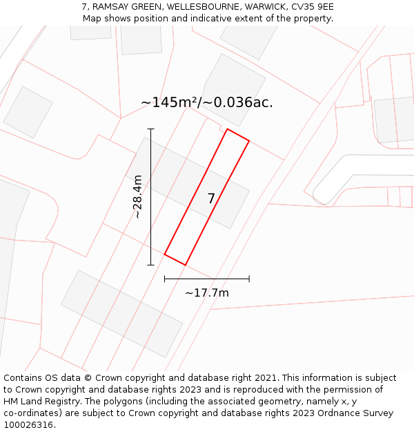 7, RAMSAY GREEN, WELLESBOURNE, WARWICK, CV35 9EE: Plot and title map