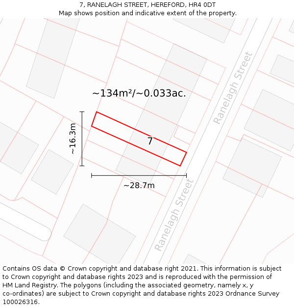 7, RANELAGH STREET, HEREFORD, HR4 0DT: Plot and title map