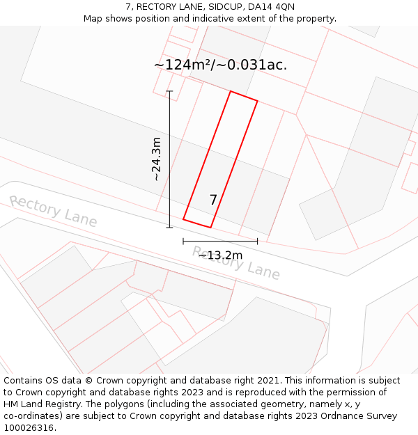 7, RECTORY LANE, SIDCUP, DA14 4QN: Plot and title map