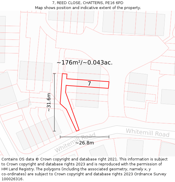 7, REED CLOSE, CHATTERIS, PE16 6PD: Plot and title map