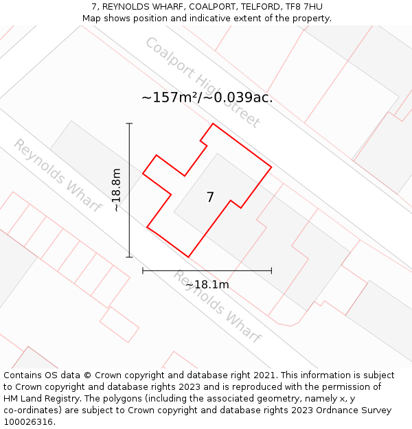 7, REYNOLDS WHARF, COALPORT, TELFORD, TF8 7HU: Plot and title map
